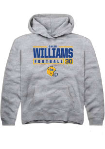 Caleb Williams Rally Youth Grey Pitt Panthers NIL Stacked Box Long Sleeve Hooded Sweatshirt