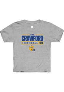 Nico Crawford Rally Youth Grey Pitt Panthers NIL Stacked Box Short Sleeve T-Shirt