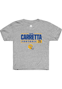 Ryan Carretta Rally Youth Grey Pitt Panthers NIL Stacked Box Short Sleeve T-Shirt