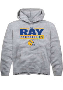 Tai Ray Rally Youth Grey Pitt Panthers NIL Stacked Box Long Sleeve Hooded Sweatshirt