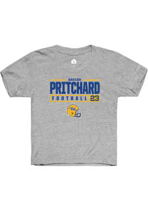 Davion Pritchard Rally Youth Grey Pitt Panthers NIL Stacked Box Short Sleeve T-Shirt