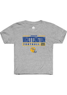 Jahsear Whittington Rally Youth Grey Pitt Panthers NIL Stacked Box Short Sleeve T-Shirt