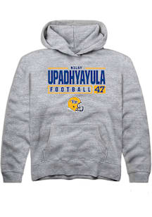 Nilay Upadhyayula  Rally Pitt Panthers Youth Grey NIL Stacked Box Long Sleeve Hoodie