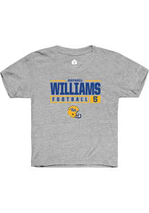 Raphael Williams Rally Youth Grey Pitt Panthers NIL Stacked Box Short Sleeve T-Shirt