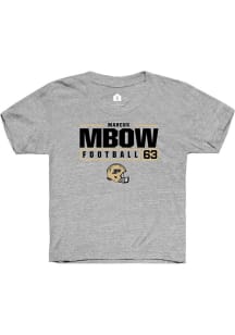 Marcus Mbow Rally Youth Grey Purdue Boilermakers NIL Stacked Box Short Sleeve T-Shirt