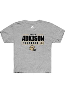 Andrew Adkison Rally Youth Grey Purdue Boilermakers NIL Stacked Box Short Sleeve T-Shirt
