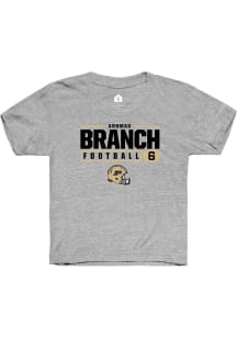 Arhmad Branch Rally Youth Grey Purdue Boilermakers NIL Stacked Box Short Sleeve T-Shirt