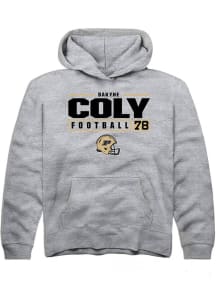 Bakyne Coly Rally Youth Grey Purdue Boilermakers NIL Stacked Box Long Sleeve Hooded Sweatshirt