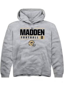 Cj Madden Rally Youth Grey Purdue Boilermakers NIL Stacked Box Long Sleeve Hooded Sweatshirt