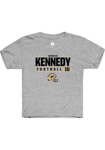 Demeco Kennedy Rally Youth Grey Purdue Boilermakers NIL Stacked Box Short Sleeve T-Shirt