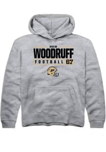 Drew Woodruff Rally Youth Grey Purdue Boilermakers NIL Stacked Box Long Sleeve Hooded Sweatshirt