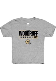 Drew Woodruff Rally Youth Grey Purdue Boilermakers NIL Stacked Box Short Sleeve T-Shirt