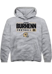 George Burhenn Rally Youth Grey Purdue Boilermakers NIL Stacked Box Long Sleeve Hooded Sweatshirt