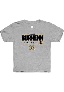 George Burhenn Rally Youth Grey Purdue Boilermakers NIL Stacked Box Short Sleeve T-Shirt