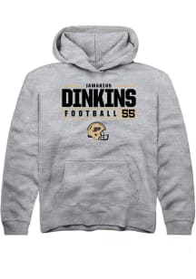 Jamarius Dinkins Rally Youth Grey Purdue Boilermakers NIL Stacked Box Long Sleeve Hooded Sweatshir..