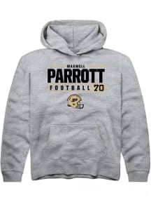Maxwell Parrott Rally Youth Grey Purdue Boilermakers NIL Stacked Box Long Sleeve Hooded Sweatshirt