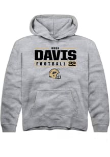 Owen Davis Rally Youth Grey Purdue Boilermakers NIL Stacked Box Long Sleeve Hooded Sweatshirt