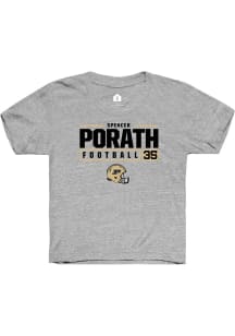 Spencer Porath Rally Youth Grey Purdue Boilermakers NIL Stacked Box Short Sleeve T-Shirt