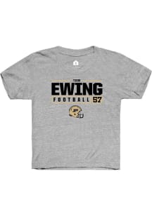 Tom Ewing Rally Youth Grey Purdue Boilermakers NIL Stacked Box Short Sleeve T-Shirt