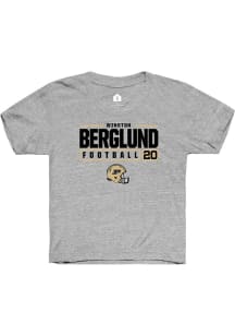 Winston Berglund Rally Youth Grey Purdue Boilermakers NIL Stacked Box Short Sleeve T-Shirt