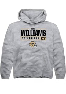 Zeke Williams Rally Youth Grey Purdue Boilermakers NIL Stacked Box Long Sleeve Hooded Sweatshirt