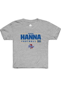 Denver Hanna Rally Youth Grey Tulsa Golden Hurricane NIL Stacked Box Short Sleeve T-Shirt