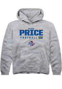 Nathan Price Rally Youth Grey Tulsa Golden Hurricane NIL Stacked Box Long Sleeve Hooded Sweatshi..