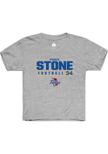 Parker Stone Rally Youth Grey Tulsa Golden Hurricane NIL Stacked Box Short Sleeve T-Shirt