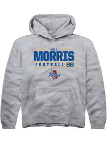 Will Morris Rally Youth Grey Tulsa Golden Hurricane NIL Stacked Box Long Sleeve Hooded Sweatshir..