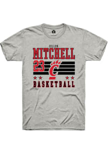 Dillon Mitchell Ash Cincinnati Bearcats NIL Striped Short Sleeve T Shirt