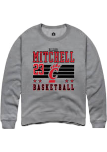 Dillon Mitchell Rally Mens Grey Cincinnati Bearcats NIL Striped Crew Sweatshirt