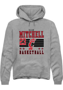 Dillon Mitchell Rally Mens Grey Cincinnati Bearcats NIL Striped Hooded Sweatshirt