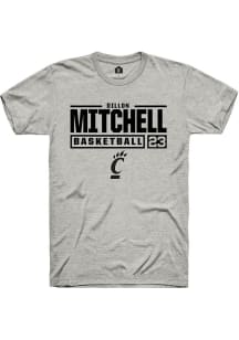 Dillon Mitchell Ash Cincinnati Bearcats NIL Stacked Box Short Sleeve T Shirt