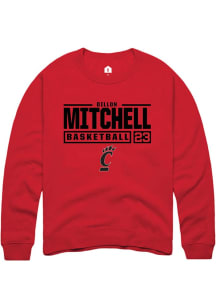 Dillon Mitchell Rally Mens Red Cincinnati Bearcats NIL Stacked Box Crew Sweatshirt