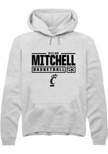 Dillon Mitchell Rally Mens White Cincinnati Bearcats NIL Stacked Box Hooded Sweatshirt