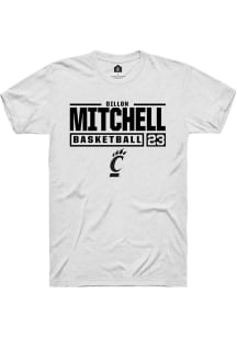 Dillon Mitchell White Cincinnati Bearcats NIL Stacked Box Short Sleeve T Shirt