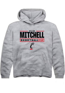 Dillon Mitchell Rally Youth Grey Cincinnati Bearcats NIL Stacked Box Design Long Sleeve Hooded S..