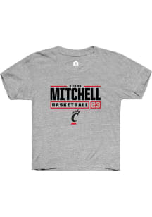 Dillon Mitchell Rally Youth Grey Cincinnati Bearcats NIL Stacked Box Wordmark Short Sleeve T-Shi..