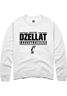 Halvine Dzellat Rally Mens White Cincinnati Bearcats NIL Stacked Box Crew Sweatshirt