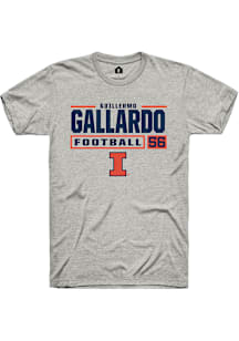 Guillermo Gallardo  Illinois Fighting Illini Ash Rally Football NIL Stacked Box Short Sleeve T Shi..