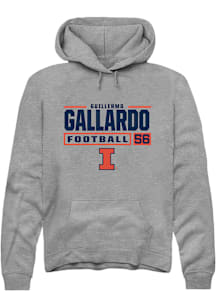 Guillermo Gallardo  Rally Illinois Fighting Illini Mens Graphite Football NIL Stacked Box Long Sle..