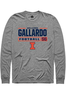Guillermo Gallardo  Illinois Fighting Illini Graphite Rally Football NIL Stacked Box Long Sleeve T..