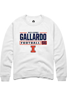 Guillermo Gallardo  Rally Illinois Fighting Illini Mens White Football NIL Stacked Box Long Sleeve..