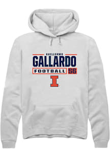 Guillermo Gallardo  Rally Illinois Fighting Illini Mens White Football NIL Stacked Box Long Sleeve..