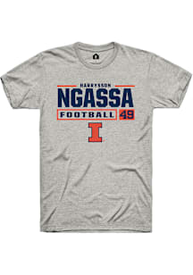 Harrysson Ngassa  Illinois Fighting Illini Ash Rally Football NIL Stacked Box Short Sleeve T Shirt