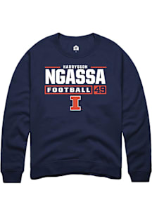 Harrysson Ngassa  Rally Illinois Fighting Illini Mens Navy Blue Football NIL Stacked Box Long Slee..