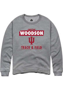 Christian Woodson  Rally Indiana Hoosiers Mens Grey NIL Striped Long Sleeve Crew Sweatshirt