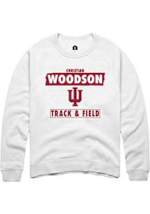 Christian Woodson  Rally Indiana Hoosiers Mens White NIL Striped Long Sleeve Crew Sweatshirt