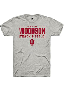 Christian Woodson  Indiana Hoosiers Ash Rally NIL Stacked Box Short Sleeve T Shirt