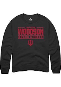 Christian Woodson  Rally Indiana Hoosiers Mens Black NIL Stacked Box Long Sleeve Crew Sweatshirt